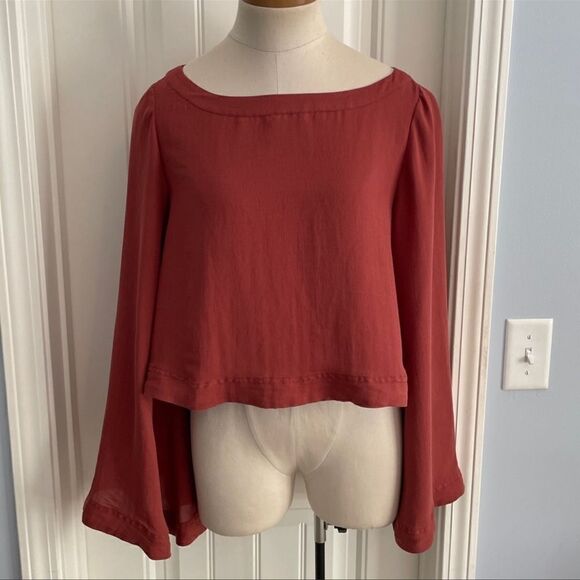 Free People Stars Aligned Crop Top Bell Sleeve S - Picture 2 of 9